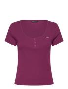 Tjw Slim Henley Top Ss Tommy Jeans Purple