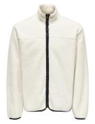 Onsemilio Reg Fullzip Highneck Swt Vd ONLY & SONS White