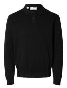 Slhreg-Kris Knit Ls Polo Selected Homme Black