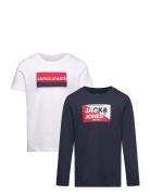 Jjnolan Tee Ss Ls Crew Neck 2Pk Mp Jnr Jack & J S Patterned