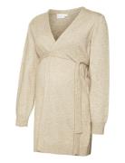 Mlnewanne L/S Knit Belt Cardigan Mamalicious Beige