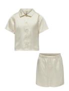 Kogsarah Short Satin Nightwear Set Wvn Kids Only Cream