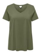 Carbonnie Life S/S V A-Shape Tee Noos ONLY Carmakoma Green