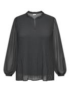 Carpiona L/S Plisse Blouse Wvn ONLY Carmakoma Black