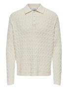 Onsleonard Life Reg 7 Polo Knit Cs ONLY & SONS Cream