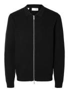 Slhdane Ls Knit Structure Cardigan Noos Selected Homme Black