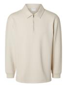 Slhrelax-Emanuel Soft Polo Zip Sweat Ex Selected Homme Cream