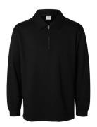 Slhrelax-Emanuel Soft Polo Zip Sweat Ex Selected Homme Black