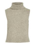 Vibeluna High Neck S/L Knit Vest-Noos Vila Beige