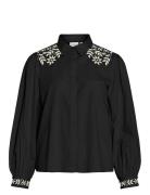 Vicaria L/S Embroidery Shirt/R Vila Black