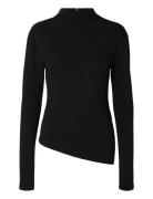 Slfganna Ls T-Neck Top Selected Femme Black