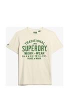 Machined Goods Workwear Tee Superdry Cream