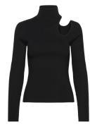 Olesa Asymmetric Knit Top Bardot Black