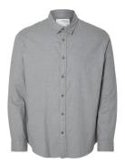 Slhslimowen-Flannel Shirt Ls Noos Selected Homme Grey