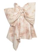 Brydie Bow Mini Dress Bardot Beige