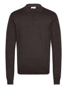 Long Sleeve Knitted Poloshirt Lindbergh Brown