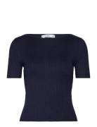 Short-Sleeved Fine-Knit T-Shirt Mango Navy