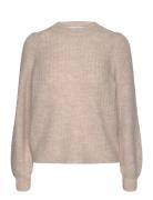 Slflulu Ls Structure Knit O-Neck Selected Femme Beige