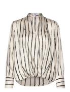 Striped Wrap Blouse Mango Cream