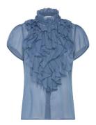 Liljasz Crinkle Ss Shirt Saint Tropez Blue