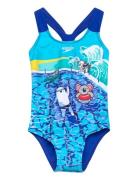 Girls Digital Printed Swimsuit Speedo Blue