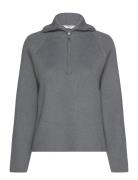 Objelly Re L/S Zip Knit Pullover Div Object Grey