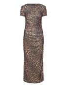 Leopard-Print Dress With Ruffled Details Mango Brown