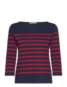 Striped Boat-Neck T-Shirt Mango Navy