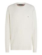 Classic Cotton Cable Crew Neck Tommy Hilfiger White