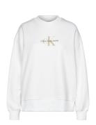 Textured Monologo Crewneck Calvin Klein Jeans White