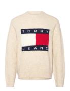 Tjm Reg Melange Flag Sweater Tommy Jeans Cream