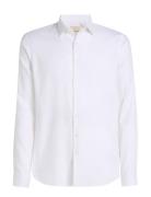 Non Iron Tonal Dobby Slim Shirt Calvin Klein White