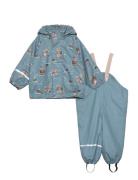 Rainwear Set - Aop, W. Fleece CeLaVi Blue