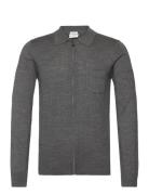 Merino Polo Collar Zip Cardigan Lindbergh Grey