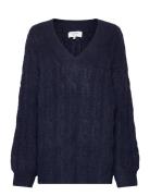 Cable Knit V-Neck Rosemunde Navy