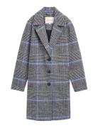 Long Check Coat Tom Tailor Navy