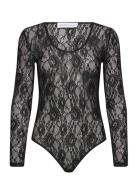 Slfaria Ls Lace Body Selected Femme Black