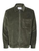 Slh-Jake Cord Overshirt Ls Zip Noos Selected Homme Green