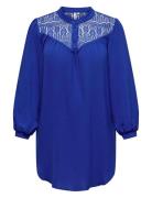 Carmette Life L/S Mix Lace Long Top Wvn ONLY Carmakoma Blue