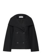 High Neck Short Coat Bubbleroom Black