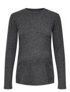 Olmhalle L/S O-Neck Slit Top Jrs Only Maternity Grey