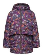 Long Puffer Jacket Aop Rec. Mikk-line Navy