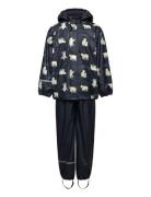 Rainwear Set - Aop, W. Fleece CeLaVi Navy