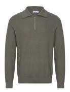 Sweater With Polo-Neck Structure And Zip Mango Green