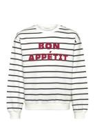 Message Striped Sweatshirt Mango White