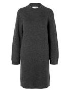 Slflulu Ls High Neck Knit Dress Selected Femme Grey