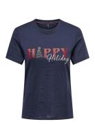 Onlfrenzy Life Reg S/S Top Box Xmas Jrs ONLY Navy