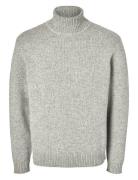 Slhcody Ls Knit Relaxed Roll Neck Selected Homme Grey