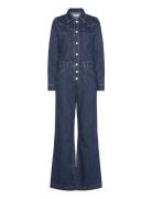 Long Denim Jumpsuit Mango Blue