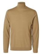 Slhtray Ls Knit Merino Roll Neck Noos Selected Homme Khaki